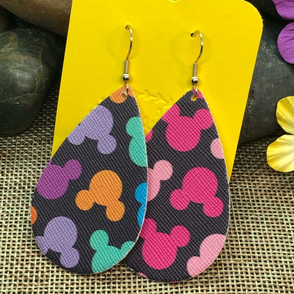 Minnie and Mickey Faux Leather Earrings